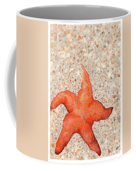 Starfish Coffee Mug featuring the painting Stranded Starfish by Hilda Wagner