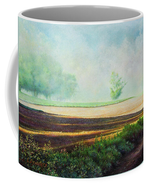 Landscape Coffee Mug featuring the mixed media Strange Encounter by Lynn Bywaters