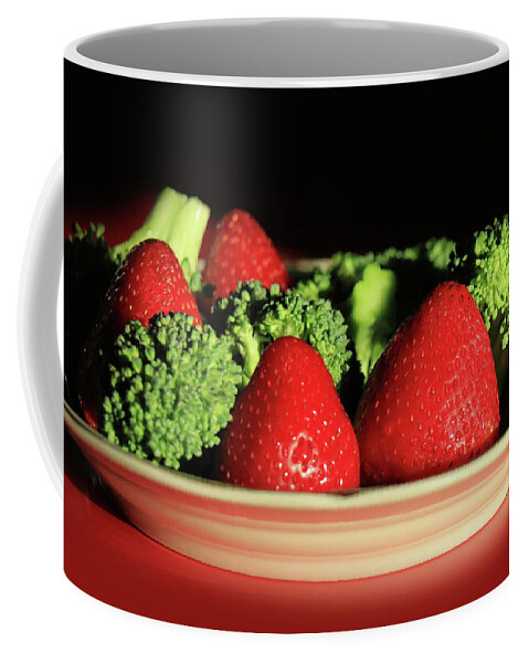 Strawberry Coffee Mug featuring the photograph Strawberries and Broccoli by Lori Deiter