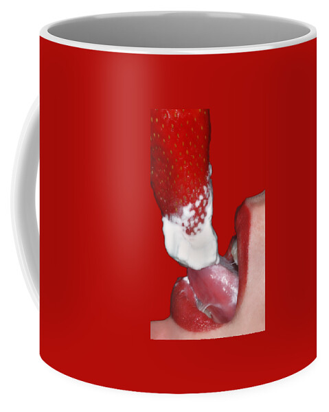 Open Coffee Mug featuring the photograph Strawberries and Cream by Joann Vitali