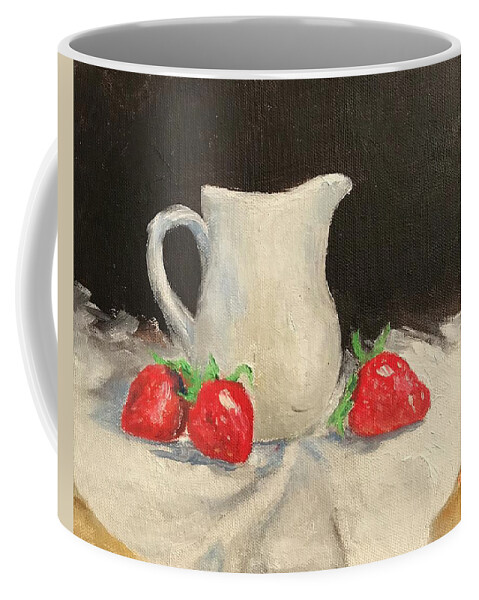 Fruit Coffee Mug featuring the painting Strawberries n' Cream by ML McCormick