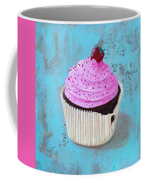 Cupcake Art Coffee Mug featuring the painting Strawberry Delight by Teresa Fry
