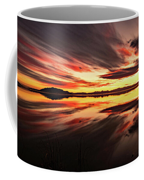 Utah Lake Coffee Mug featuring the photograph Streaks of Utah Lake by Wesley Aston