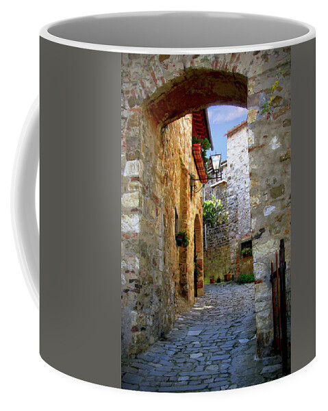 Romantic Street Coffee Mug featuring the photograph Street Arch in Montefioralle Italy by Lily Malor