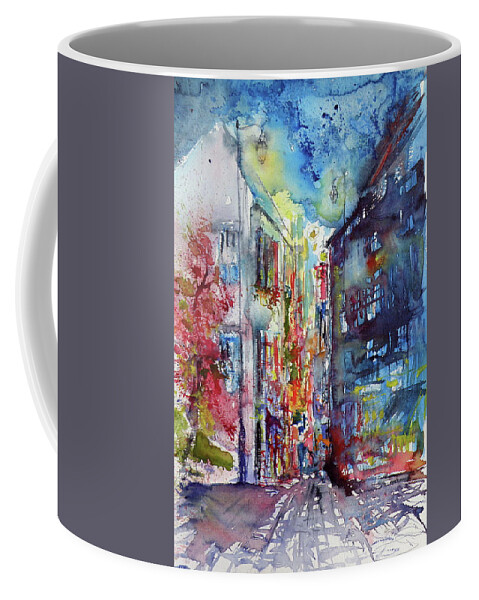 Street Coffee Mug featuring the painting Street at night by Kovacs Anna Brigitta
