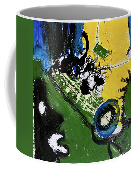 Abstract Coffee Mug featuring the painting Street Brawl Gawkers by Carole Johnson