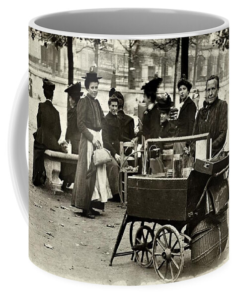 Jardin Des Tuileries Coffee Mug featuring the photograph Street vendor selling juice, Jardin des Tuileries, Paris ca. 1910 by Vincent Monozlay
