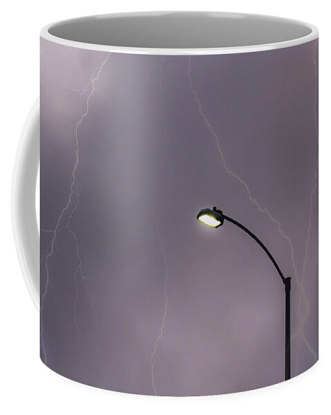 Lightning Coffee Mug featuring the photograph Streetlight by Alison Frank