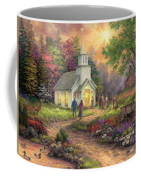 Church Art Coffee Mug featuring the painting Strength Along the Journey by Chuck Pinson