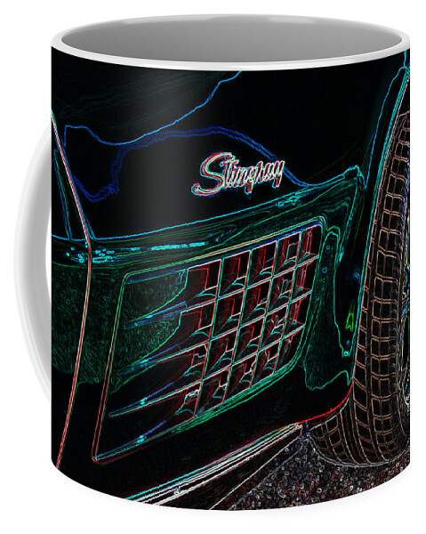 Corvette Coffee Mug featuring the digital art Stringray Neon by Darrell Foster