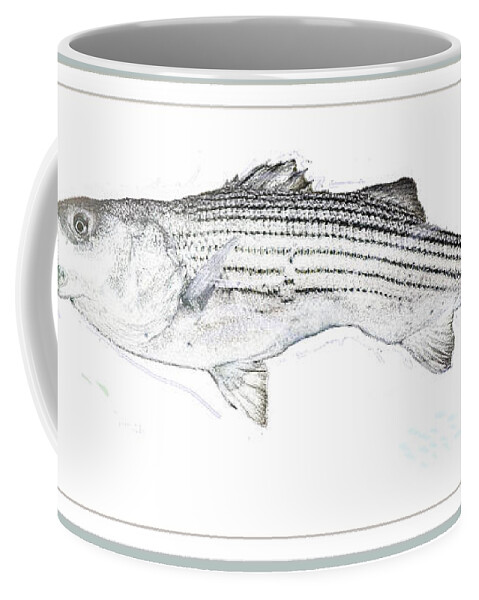 Fish Coffee Mug featuring the digital art Striped Bass by A Macarthur Gurmankin
