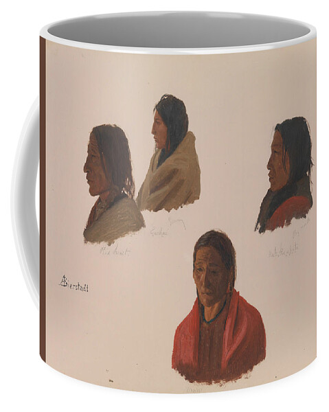 19th Century Art Coffee Mug featuring the painting Studies of Indian Chiefs Made at Fort Laramie by Albert Bierstadt