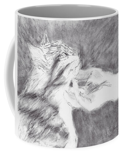Cat Coffee Mug featuring the drawing Study for Sweet Spot by Kathryn Riley Parker