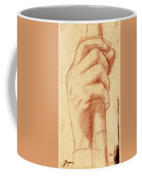 Jean-auguste-dominique Ingres Coffee Mug featuring the drawing Study for the right hand of Jupiter by Jean-Auguste-Dominique Ingres