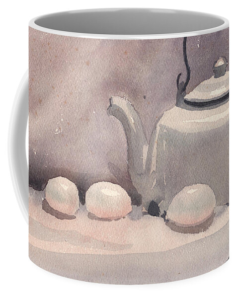 Porcelain Coffee Mug featuring the painting Study In White by Donald Maier