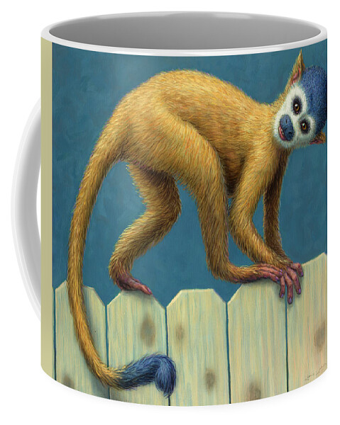 Cute Coffee Mug featuring the painting Study of a Cute Monkey by James W Johnson