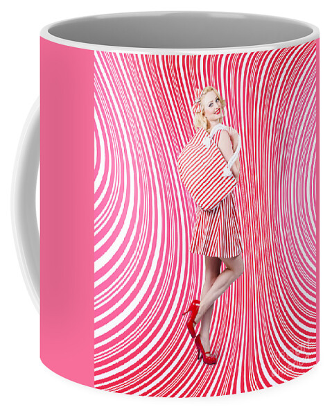 Shopping Coffee Mug featuring the photograph Stylish girl going clothes store with shopping bag by Jorgo Photography