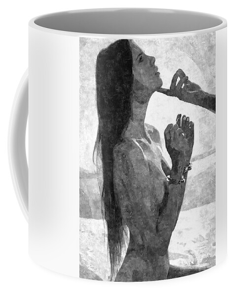 Bdsm Coffee Mug featuring the painting Submission in Black - Obey by BDSM love