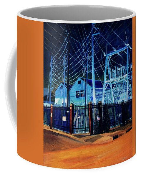 Raleigh Coffee Mug featuring the painting Substation by Tommy Midyette