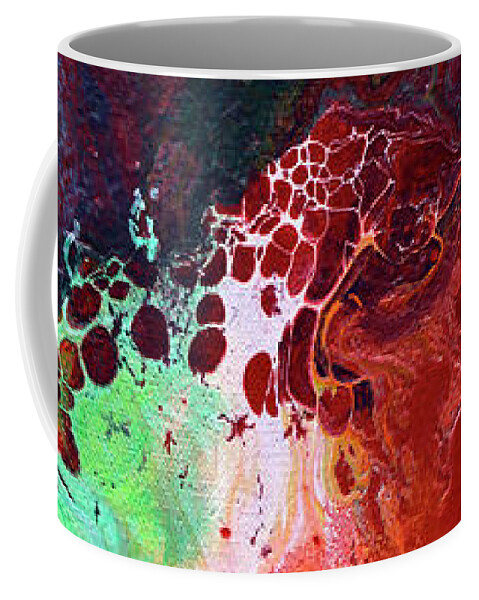 Original Abstract Coffee Mug featuring the painting Subtle Vibrations, Canvas Five of Five by Sally Trace