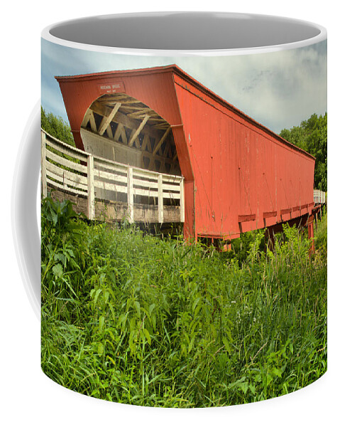 Roseman Coffee Mug featuring the photograph Summer At The Roseman Covered Bridge by Adam Jewell