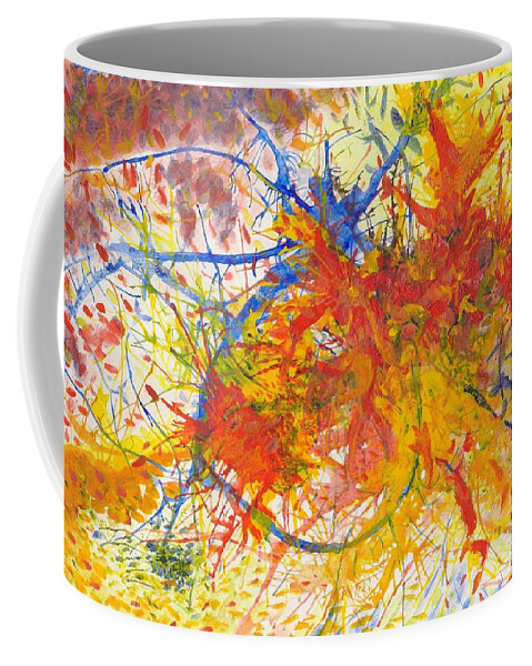 Summer Coffee Mug featuring the painting Summer Branches Alfame with FLower Acrylic/Water by Julia Woodman