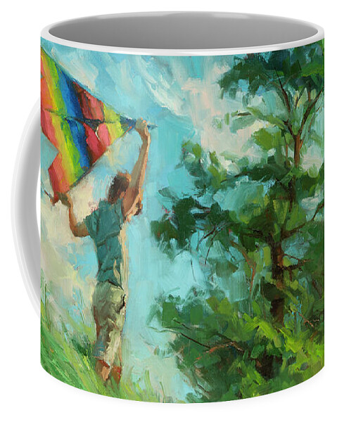 Boy Coffee Mug featuring the painting Summer Breeze by Steve Henderson