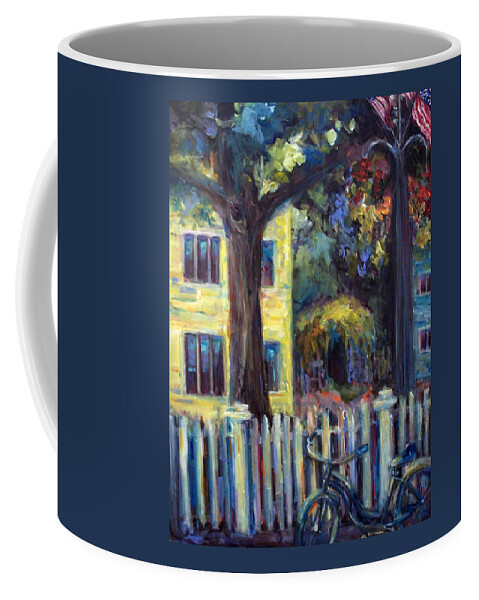 Village Scene Coffee Mug featuring the painting Summer Days by Mary Wolf