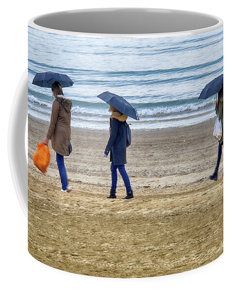 Weymouth Coffee Mug featuring the photograph Summer evening stroll along Weymouth beach by Chris Day