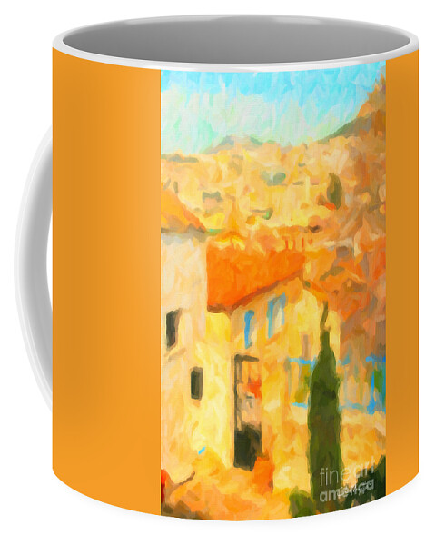 Urban Coffee Mug featuring the painting Summer in Athens by Chris Armytage