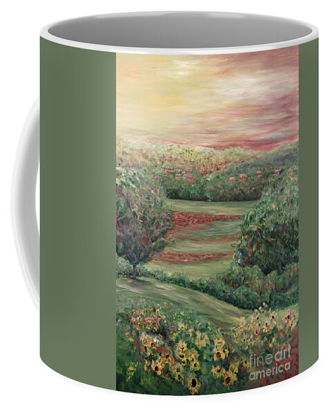 Landscape Coffee Mug featuring the painting Summer in Tuscany by Nadine Rippelmeyer