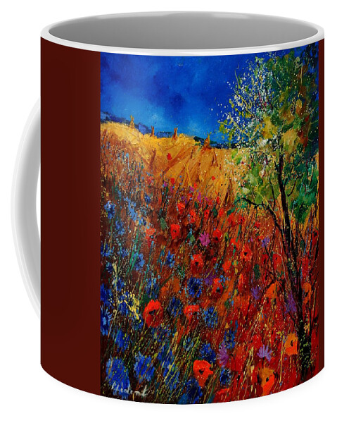 Flowers Coffee Mug featuring the painting Summer landscape with poppies by Pol Ledent