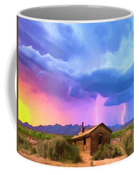 Desert Coffee Mug featuring the painting Summer Lightning by Dominic Piperata
