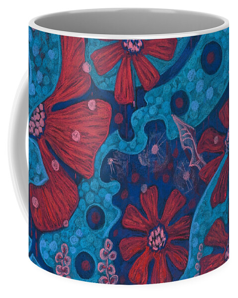 Bizarre Flower Coffee Mug featuring the pastel Summer Rain by Julia Khoroshikh