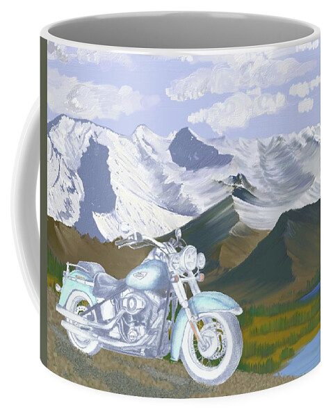 Motorcycle Coffee Mug featuring the drawing Summer Ride by Terry Frederick