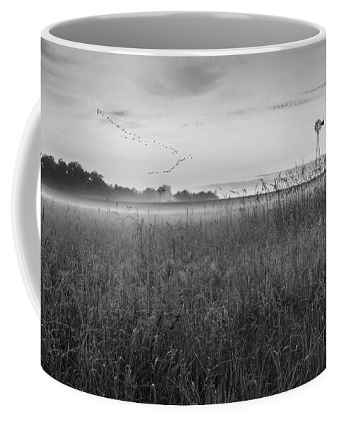 Black And White Landscape Coffee Mug featuring the photograph Summer Sunrise 2015 bw by Bill Wakeley