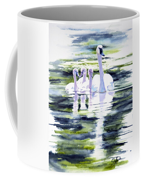 Summer Coffee Mug featuring the painting Summer Swans by Marsha Karle