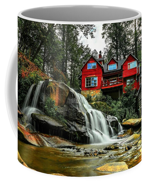 Living Waters Ministry Coffee Mug featuring the photograph Summer Time at Living Waters Ministry and Shoals Creek Falls by Carol Montoya