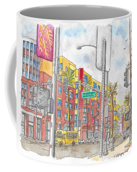 Sunset Blvd Coffee Mug featuring the painting Sunset Blvd, and Hayworth, West Hollywood by Carlos G Groppa