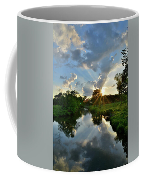 Glacial Park Coffee Mug featuring the photograph Sun Breaks Through at Sunset in Glacial Park by Ray Mathis