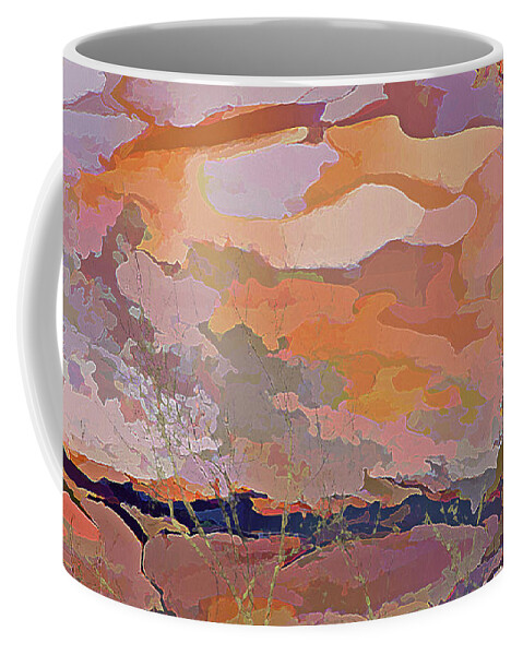 Abstract Coffee Mug featuring the mixed media Sun Breaks Through by Lynda Lehmann