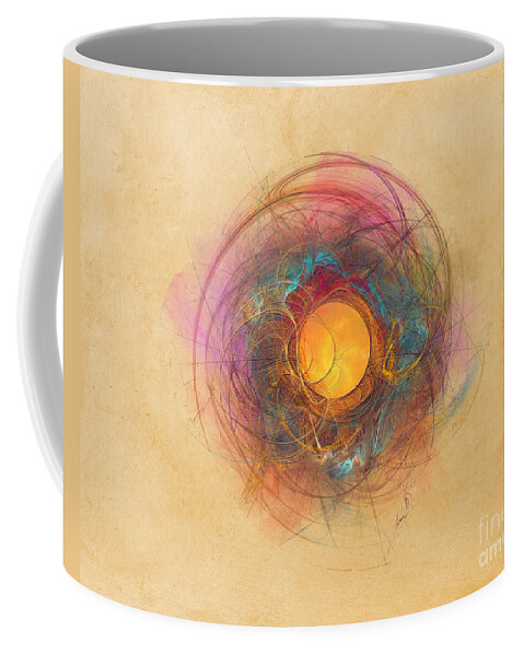 Fractal Coffee Mug featuring the digital art Sun Fractal Abstract Art by Justyna Jaszke JBJart