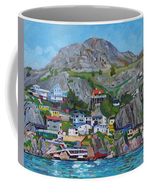 896 Coffee Mug featuring the painting Sun of The Battery by Phil Chadwick