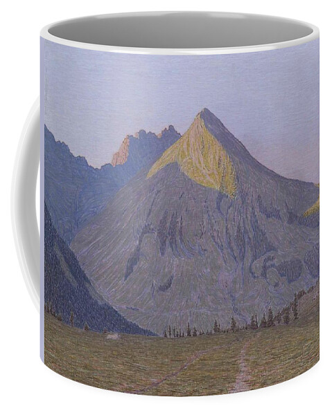 Alexandre Perrier Coffee Mug featuring the painting Sun on the tops by MotionAge Designs