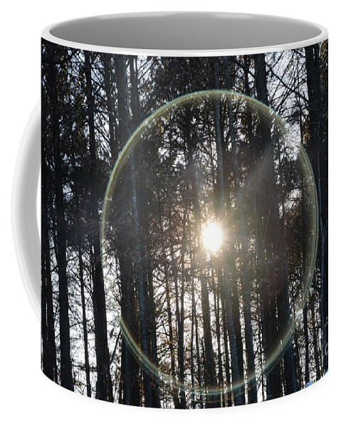 Adrian-deleon Coffee Mug featuring the photograph Sun or Lens Flare in between the woods -Georgia by Adrian De Leon Art and Photography