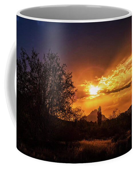 Sunset Coffee Mug featuring the photograph Sun Setting on the Sonoran by Saija Lehtonen