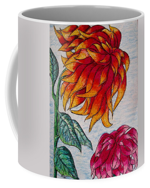 Flowers Coffee Mug featuring the drawing Sunburst and Peppermint by Megan Walsh