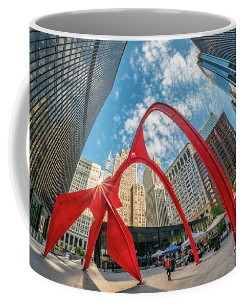 Chicago Coffee Mug featuring the photograph Sunburst behind flamingo by Izet Kapetanovic