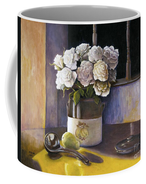 Still Life Coffee Mug featuring the painting Sunday Morning and Roses Redux by Marlene Book