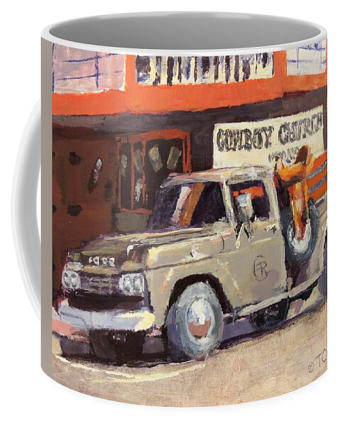 Sunday Morning In Wickenburg Coffee Mug featuring the painting Sunday Morning In Wickenburg - Art by Bill Tomsa by Bill Tomsa